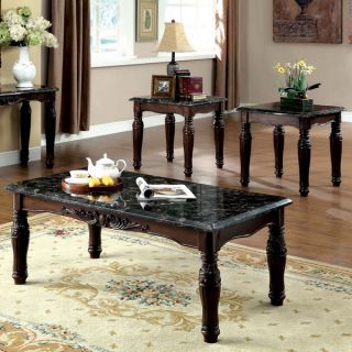 Furniture of America Saxton 3 piece Faux Marble Top Coffee/ End Table