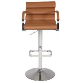 Somette Chrome/Brown Pneumatic Gas Lift Swivel Height Stool