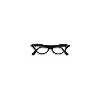 Black Rhinestone 50s Cat Eye Glasses Halloween