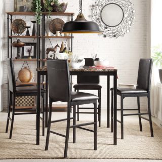 INSPIRE Q Darcy 5 piece Faux Marble/ Black Metal Counter Height Dining