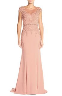 Terani Couture Embellished Crepe Mermaid Gown