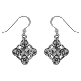 CGC Sterling Silver Celtic Irish Clonmacnoise Cross Dangle Earrings