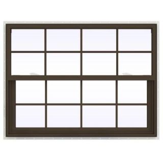 JELD WEN 47.5 in. x 35.5 in. V 2500 Series Single Hung Vinyl Window with Grids   Brown THDJW143800775