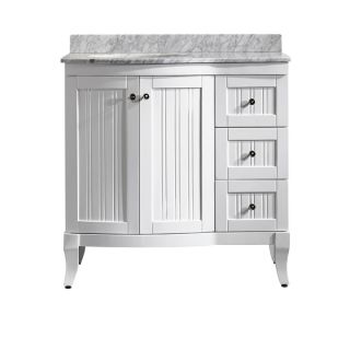 Verona 36 inch Single Vanity in White with Carrara White Marble Top