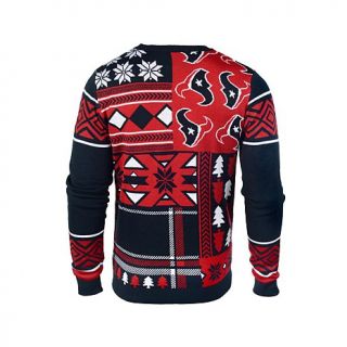 Officially Licensed NFL Patches Crew Neck Ugly Sweater   Houston Texans   7765945