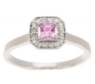 0.25 ct Princess Cut Pink Sapphire & Diamond Accent Sterling Ring —