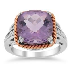 Meredith Leigh 14k Pink Gold and Sterling Silver Pink Amethyst Ring