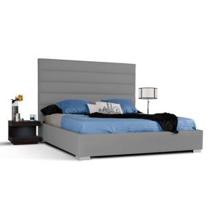 Modrest Kasia Grey Leatherette Platform Bed