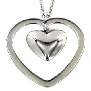 Stainless Steel Double Heart Pendant Necklace   Shopping