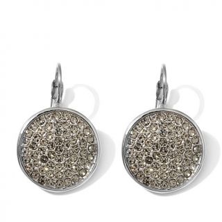 Stately Steel Pave' Crystal Circle Drop Earrings   7865648