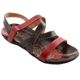 Corkys Elite Womens Red & Brown Leather Okaloosa Sandals Shoes Footwear (Size 6)