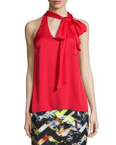 Milly Silk Crepe Scarf Halter Top