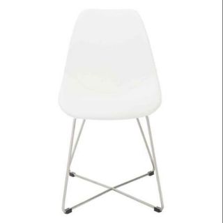Euro Style 17633WHT Anahita Side Chair   White And Brushed Stainless Steel
