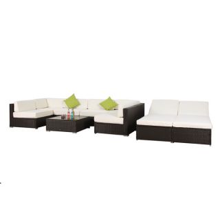 BroyerK 9 piece Outdoor Rattan Patio Lounge Furniture Set   17071910