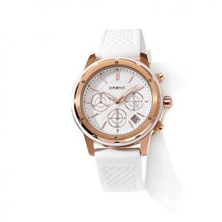 DRONE Precision Timepieces White Silicone Strap Rosetone Chronograph Watch   7663051
