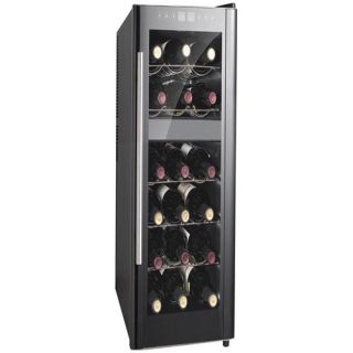 Sunpentown 18 Bottle Dual Zone ThermoElectric Wine Cooler with Heating, Black
