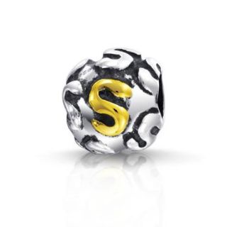 Bling Jewelry Sterling Silver Letter S Alphabet Compatible with Chamilia Pandora