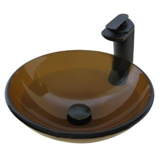 Glass Vessel Sink with Drain and Faucet