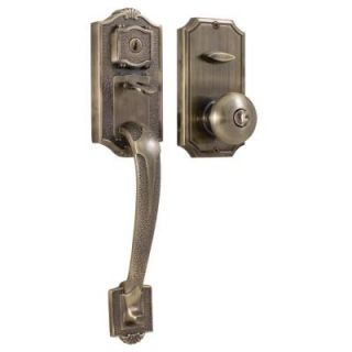 Weslock Traditionale Antique Brass Colonial Interconnect Handleset with Impresa Knob 01414 AIA382D