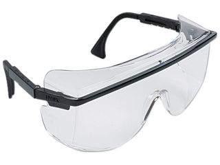 Uvex 763 S2500 Astro OTG 3001 Wraparound Safety Glasses, Black Plastic Frame, Clear Lens