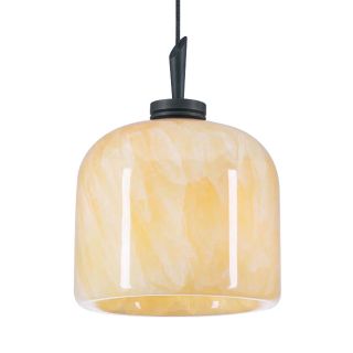 PLC Lighting Cuttle 4 in W Oil Rubbed Bronze Mini Pendant Light with Marbleized Glass Shade