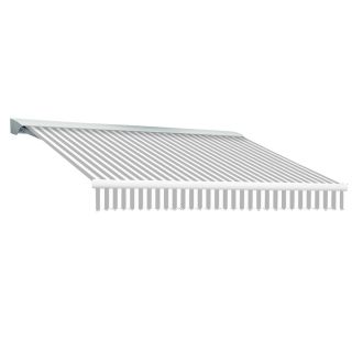 Awntech 192 in Wide x 120 in Projection Gray/White Stripe Slope Patio Retractable Remote Control Awning