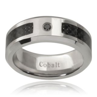 Vance Co. Mens Cobalt Diamond Accent Carbon Fiber Inlay Band (8 mm)