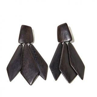 N Natori Acacia Wood Clip On Drop Earrings   7824920