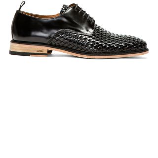 Ami Black Woven Leather Derbys