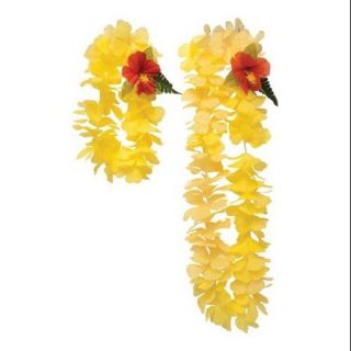 Club Pack of 48 Vibrant Yellow Flower Lei Headbands and Necklaces 18"