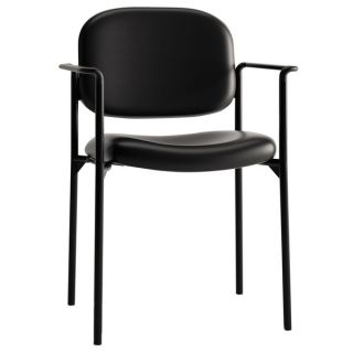 basyx by HON VL616 Series Black Leather Stacking Guest Chair with Arms