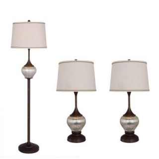 Fangio Lighting Oil Rubbed Bronze Mercury Glass and Metal Lamp Set (3 Piece) 5099