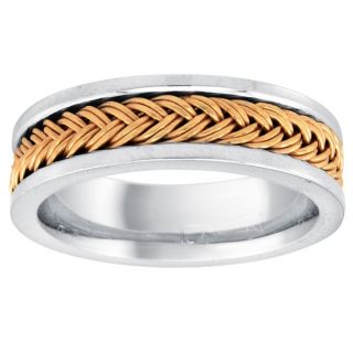 14k Two tone Gold Mens Handmade Comfort Fit Woven Rope Wedding Band