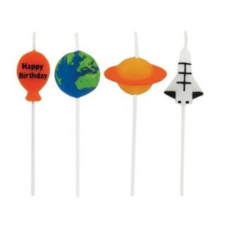 Club Pack of 48 Multi Color Space Themed Decorative Cupcake Pick Party Candles 3.25"