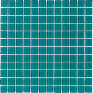 Elida Ceramica Cyan Uniform Squares Mosaic Glass Wall Tile (Common 12 in x 12 in; Actual 11.75 in x 11.75 in)