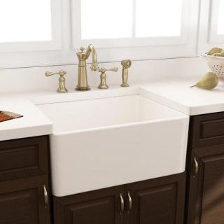 Nantucket Sinks 24'' x 18'' Fireclay Farmhouse Kitchen Sink with Grid and Drain