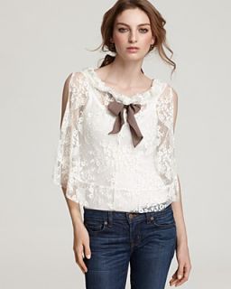 Free People Top   Fly Away Lace Bow Neck