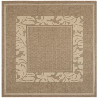 Safavieh Brown/ Natural Indoor/ Outdoor Rug with Border (67 Square)