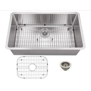 Schon All in One Undermount Stainless Steel 32 in. 0 Hole Single Bowl Kitchen Sink SCRASB321916