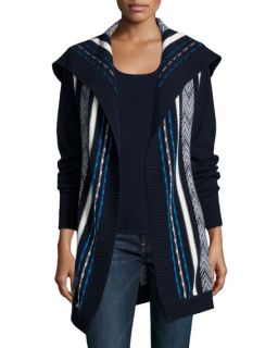 Cashmere Collection Intarsia Cashmere Open Front Cardigan