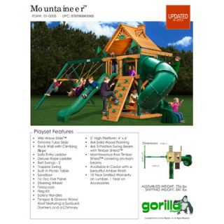 Mountaineer Swing Set with Wood Roof Canopy by Gorilla Playsets