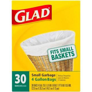 Glad Small Trash Bags, 4 Gallon, 30 Count