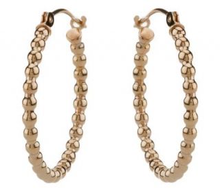 High Polished Beaded Hoop Earrings 14K Gold —