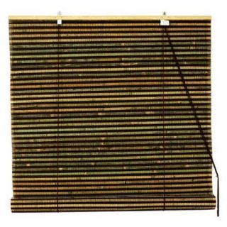 Burnt Bamboo Roll Up Blinds in Natural & Brown (48 in. Wide)