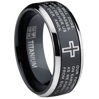 Oliveti Black plated Stainless Steel Mens CZ Double sided Cross Ring