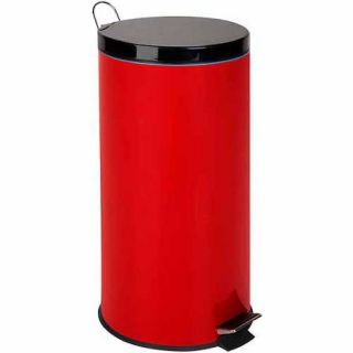Honey Can Do 8 Gallon Round Step Trash Can, Ruby Red
