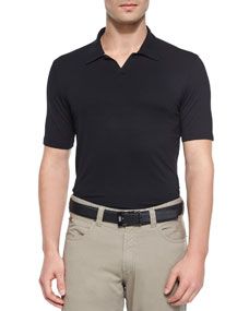 Armani Collezioni Solid Short Sleeve Polo Shirt, Black