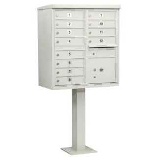 Salsbury Industries Gray USPS Access Cluster Box Unit with 12 A Size Doors and Pedestal 3312GRY U