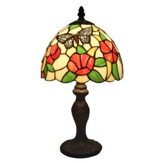Amora Lighting Tiffany style Flowers and Butterflies Design Table Lamp