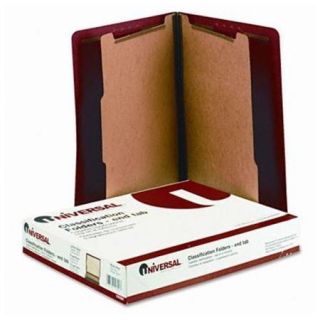 Universal Office Products 10320 Pressboard End Tab Folders, Letter, Six section, Bright Red, 10/box